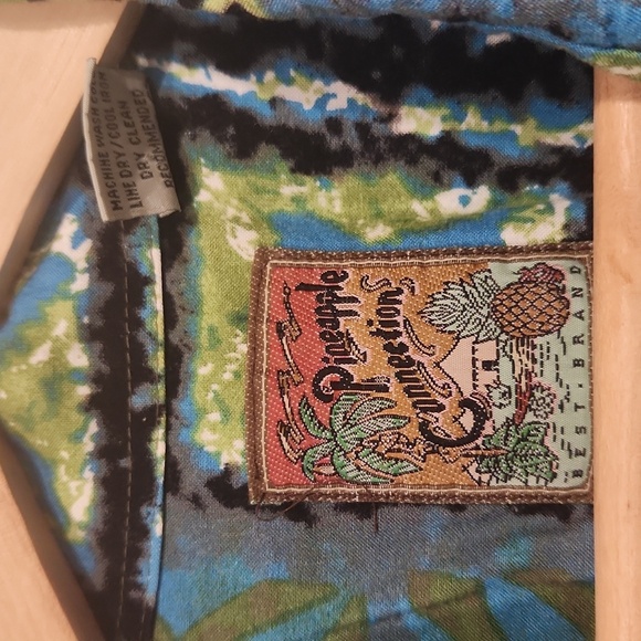 Pineapple‎ connection vintage Men's Blue and Green Patterned Shirt - Picture 2 of 4
